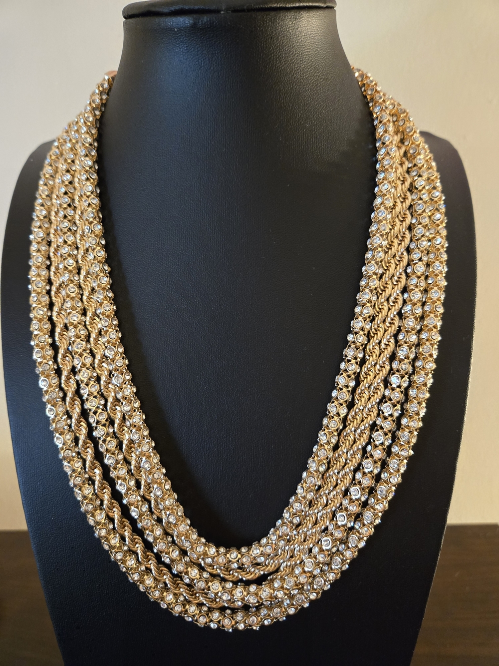 Gold Multi-Strand Crystal Rope Necklace - Women Jewelry